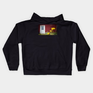 White Door on Red Building Kids Hoodie